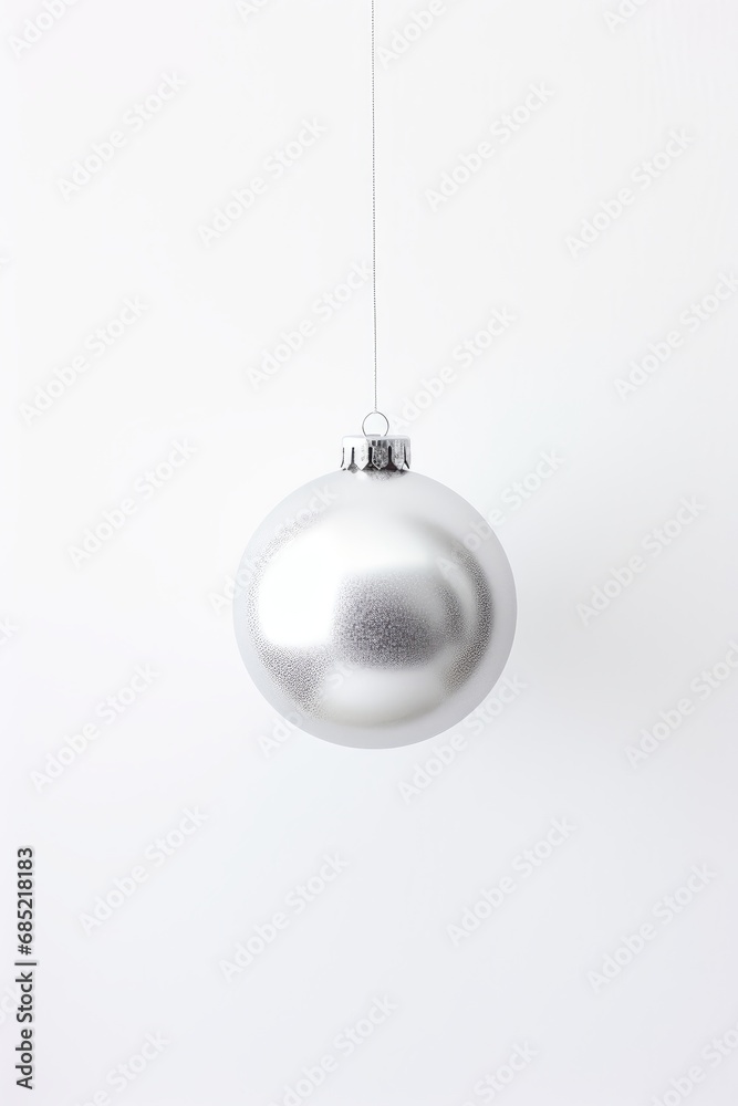 All white background with a minimalist silver bauble flat lay AI generated illustration All white background with a minimalist silver bauble flat lay AI generated illustration