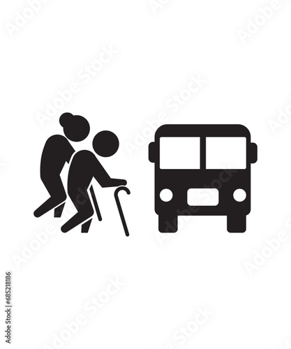 old couple with bus icon, vector best flat icon.