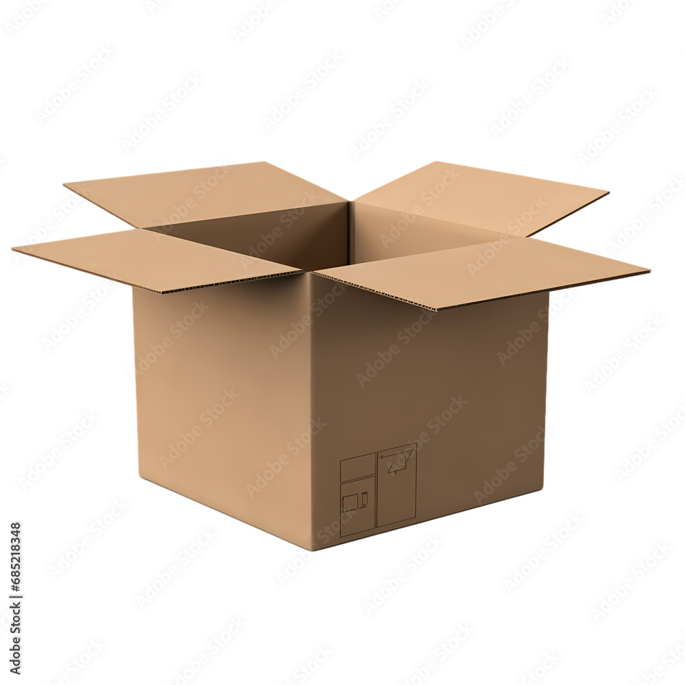 isolated paper box on transparent background