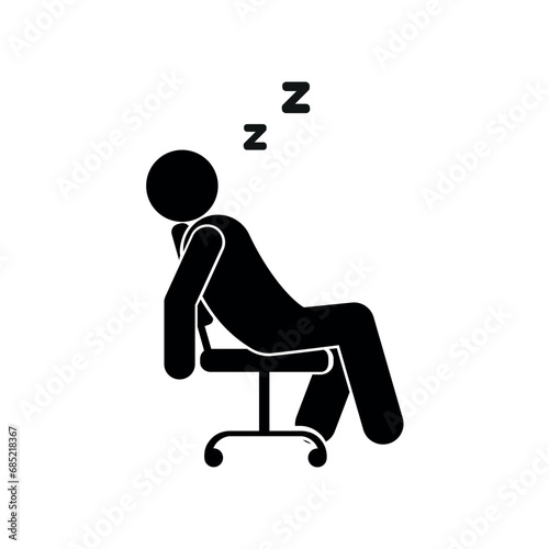 sleeping man illustration, stick figure icon office worker