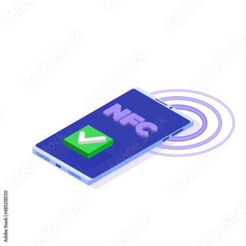Isometric vector illustration Payment NFC concept.