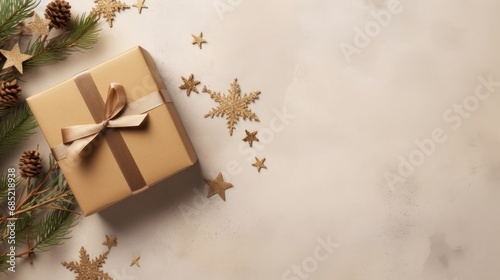 Christmas gifting background with minimalist flat lay photography AI generated illustration