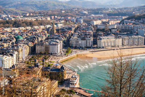 View of City and  Bay of La Concha from Monte Urgull , Donostia-San Sebastián, Spain