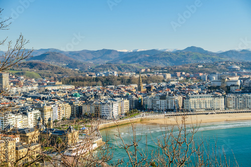 View of City and  Bay of La Concha from Monte Urgull , Donostia-San Sebastián, Spain photo