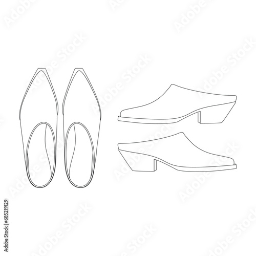 template western mules vector illustration flat design outline clothing collection