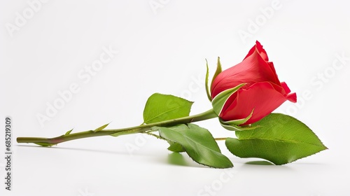 Red rose isolated on white background, The meaning of red roses is love that never fades.