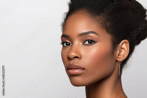 Detailed close-up of woman with black hair. Perfect for beauty and fashion-related projects.