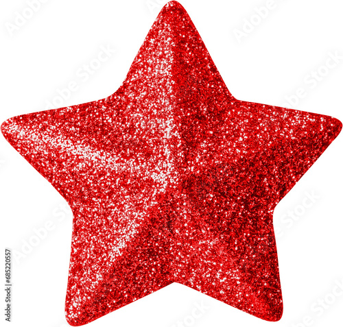 Obraz na plátně red Christmas star glitter sticker isolated on white background