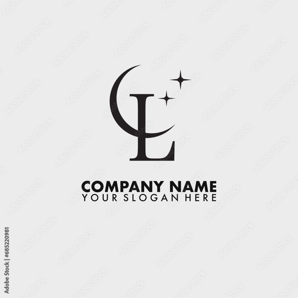 Simple Minimalist L lunar Logo Design Vector