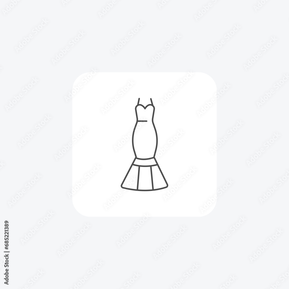 Dress, Fashion, Clothing thin line icon, grey outline icon, pixel perfect icon