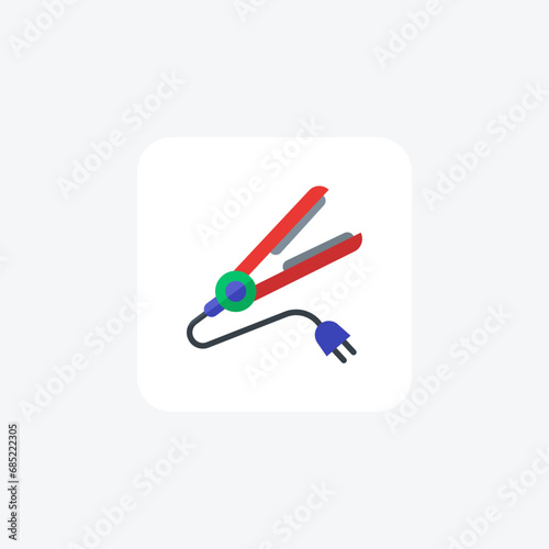 Hair Straightener, Hair Care, flat color icon, pixel perfect icon