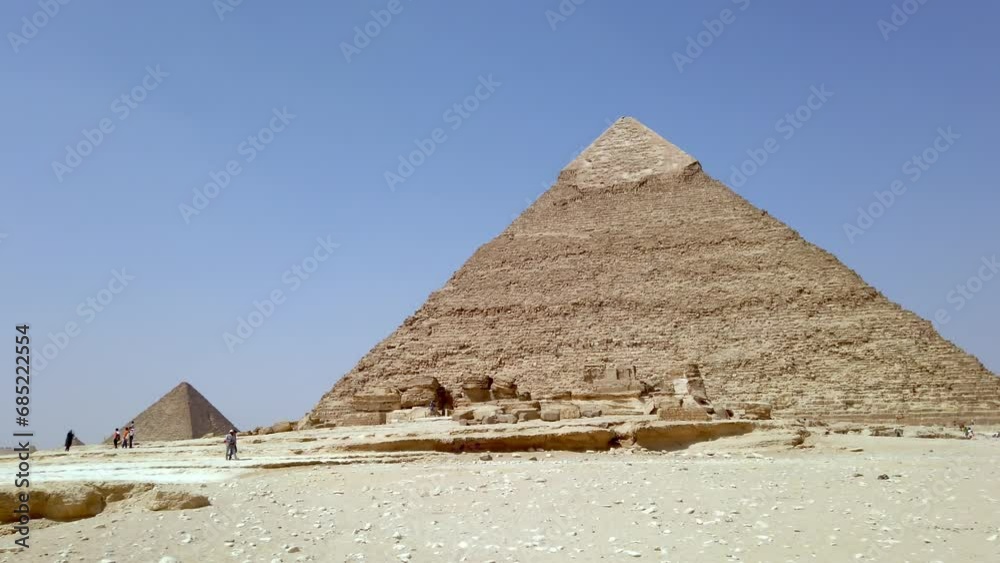 Low angle view of Pyramid of Khafre. Giza, Greater Cairo, Egypt Low angle view of Pyramid of Khafre. Giza, Greater Cairo, Egypt