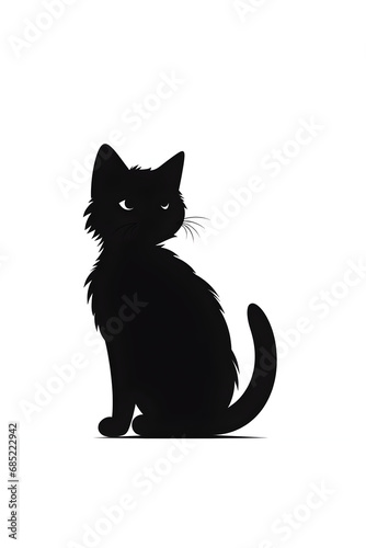 black kitten in an elegant vector silhouette