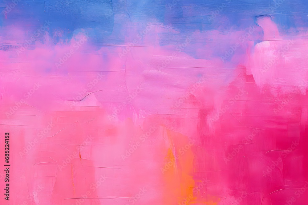Vibrant Pink and Blue Abstract Painting with Bold Red and Yellow Border for Modern Interior Design Generative AI