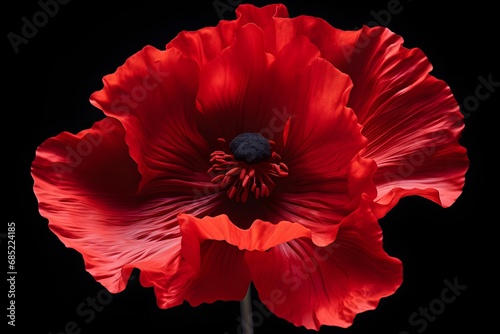 Vibrant Red Flower Blossoming Against a Dark Background for Stunning Contrast and Dramatic Effect Generative AI © Sheela