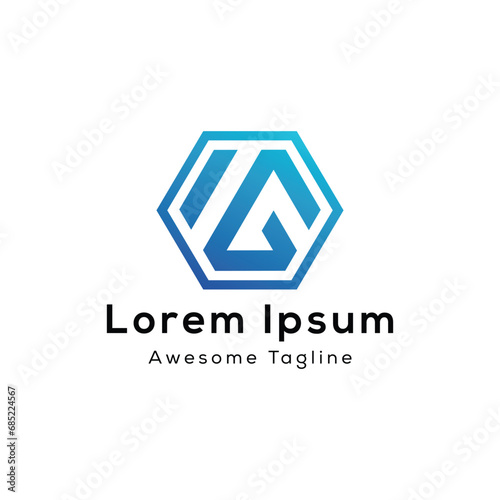 IG letter polygon shape logo design