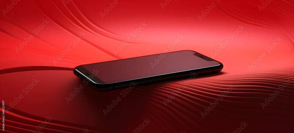 Modern Smartphone with Curved Design on Vibrant Red Surface for Technology and Communication Concepts Generative AI Modern Smartphone with Curved Design on Vibrant Red Surface for Technology and Communication Concepts Generative AI