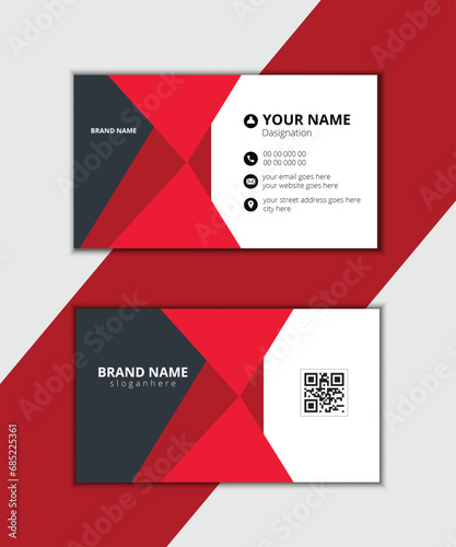 Modern black and red business card print templates. Personal visiting card with company logo. Vector illustration .Creative and modern business card template.
