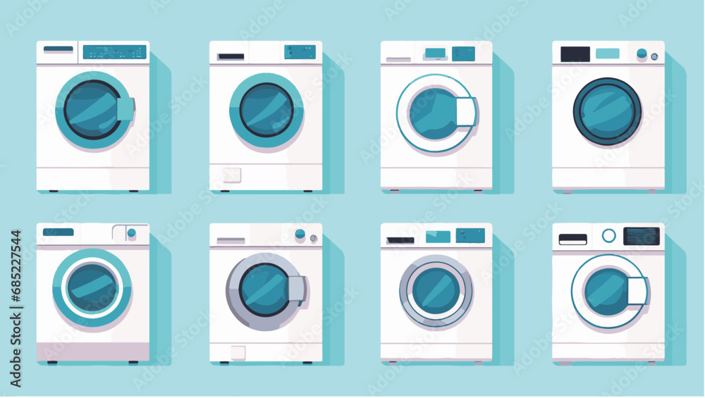 Machines à laver au fond bleu