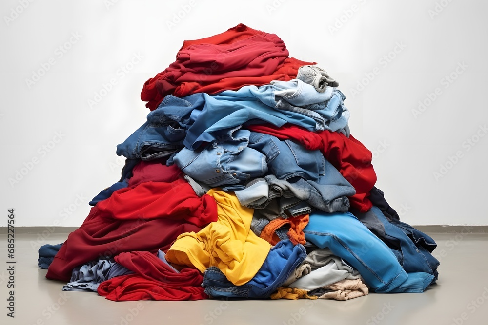 Disorganized Mess Pile of Clothes Scattered on the Floor of a Cluttered Room Generative AI