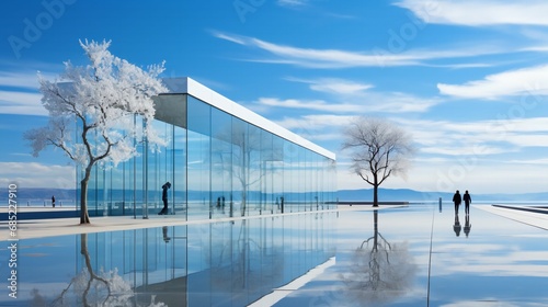 landscape with snow covered bridge