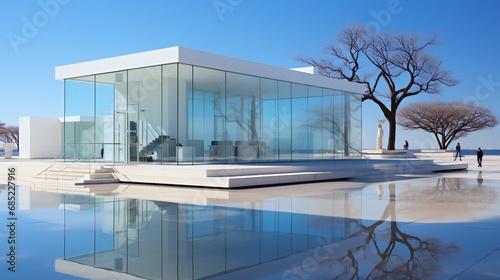 modern office building with reflection