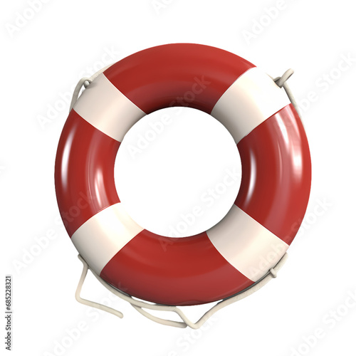 Red lifebuoy isolated on transparent background