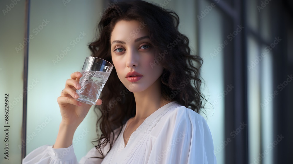 Healthy Lifestyle Concept Smiling Woman Enjoying a Refreshing Glass of Water for Hydration and Wellness Generative AI Healthy Lifestyle Concept Smiling Woman Enjoying a Refreshing Glass of Water for Hydration and Wellness Generative AI