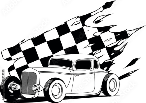 hot rod car icon. line style icon vector illustration.