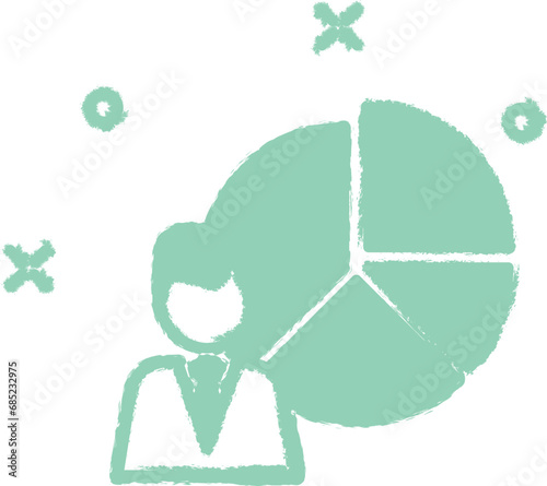 Characteristics of staff diagram pie colored icon grunge style vector photo