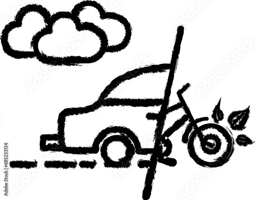 Car, cloud smoke, bicycle icon grunge style vector