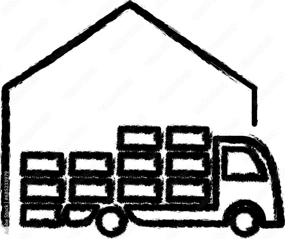 truck in warehouse outline icon grunge style vector truck in warehouse outline icon grunge style vector