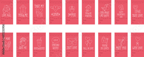 Valentines Day printable gift tags template in doodle style