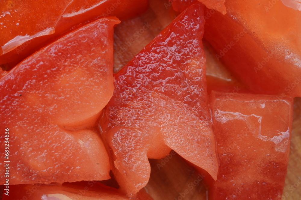 Tomato cuts , close up view Tomato cuts , close up view