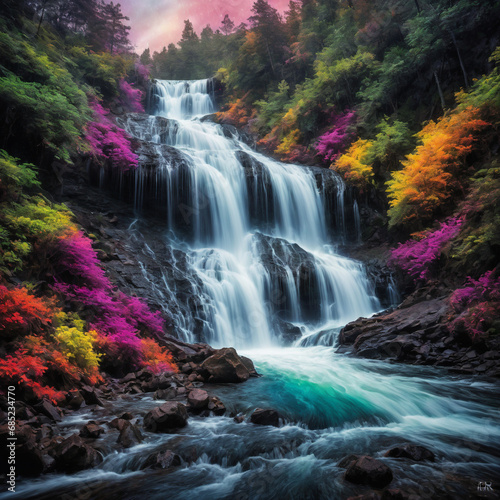 waterfall in autumn © Neslihan