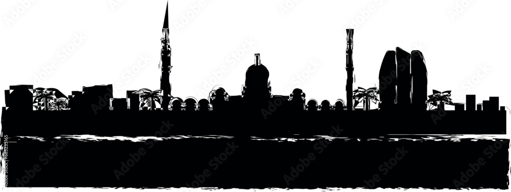 Fototapeta premium Abu Dhabi detailed skyline icon grunge style vector