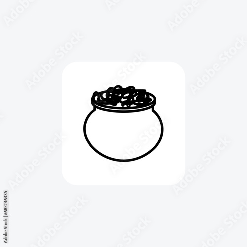 Pot of Gold, St. Patrick's Day Symbol,Line Icon, Outline icon, vector icon, pixel perfect icon