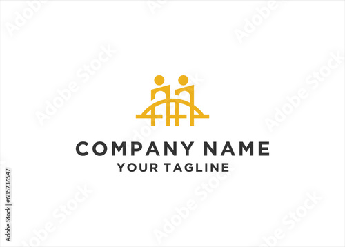 bridge people logo icon vector  illustration