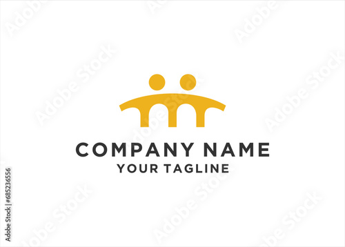 bridge people logo icon vector  illustration