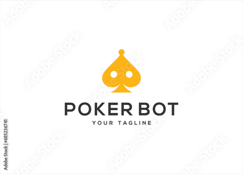 robot ace poker logo design vector silhouette illustration