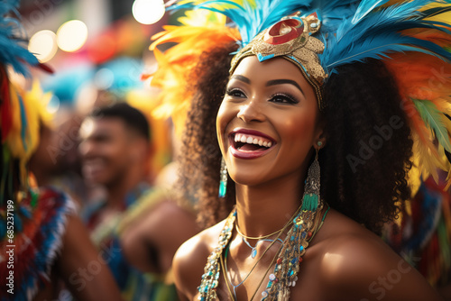 Brazilians playing, dancing and having fun at a Street Carnaval celebration