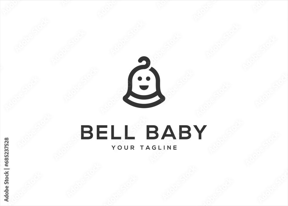 baby logo with bell design vector. baby logo with bell design vector.