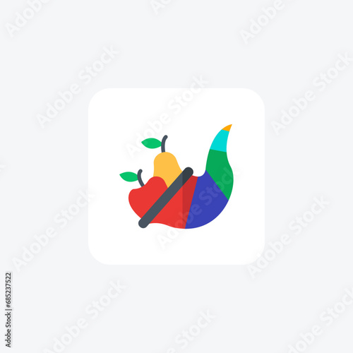 Cornucopia, Horn of Plenty,  flat color icon, pixel perfect icon