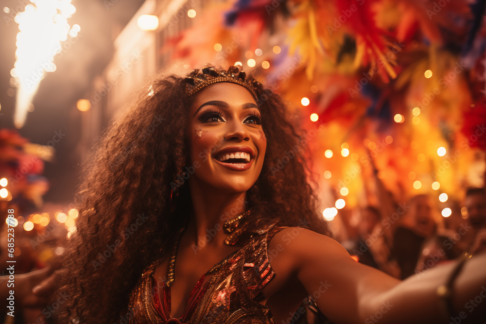 Brazilians playing, dancing and having fun at a Street Carnaval celebration