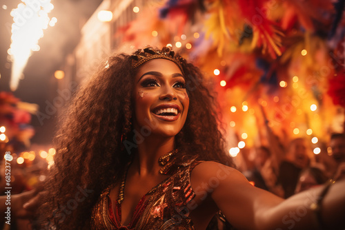 Obraz na płótnie Brazilians playing, dancing and having fun at a Street Carnaval celebration w salonie