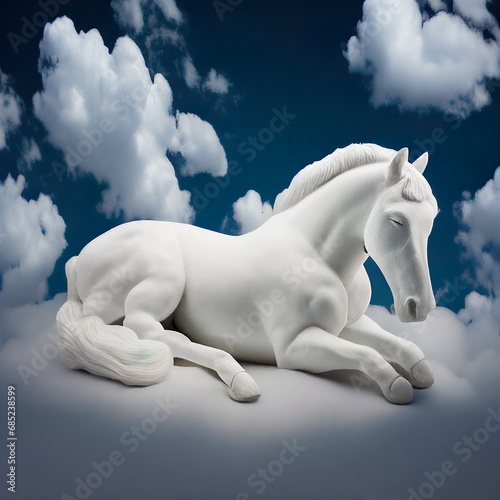 white horse in the sky with cloud 
