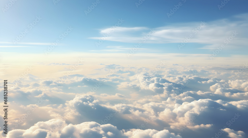 View of clouds from an airplane window,Generative Ai.