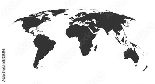 Grey curved World map contours on white background. Made for world news and articles.