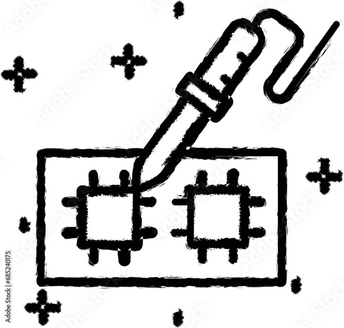 Construction, soldering iron icon grunge style vector