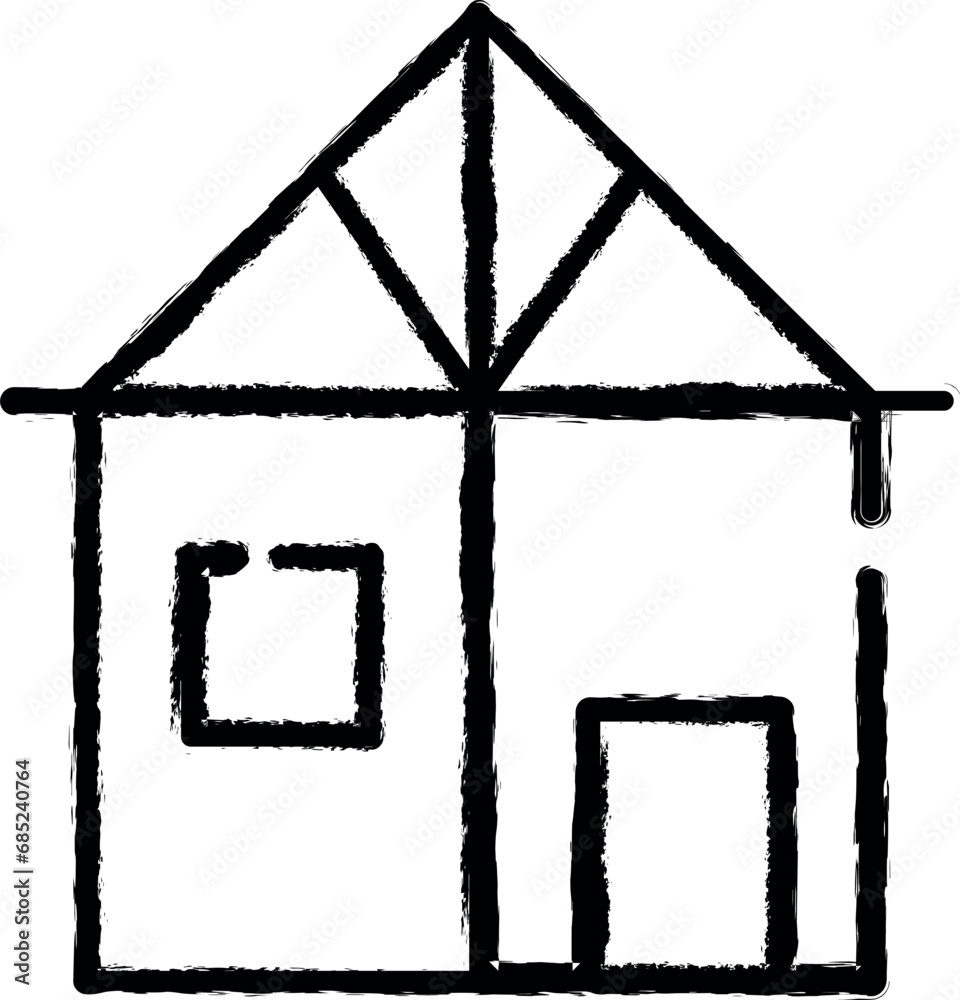 house, building icon grunge style vector